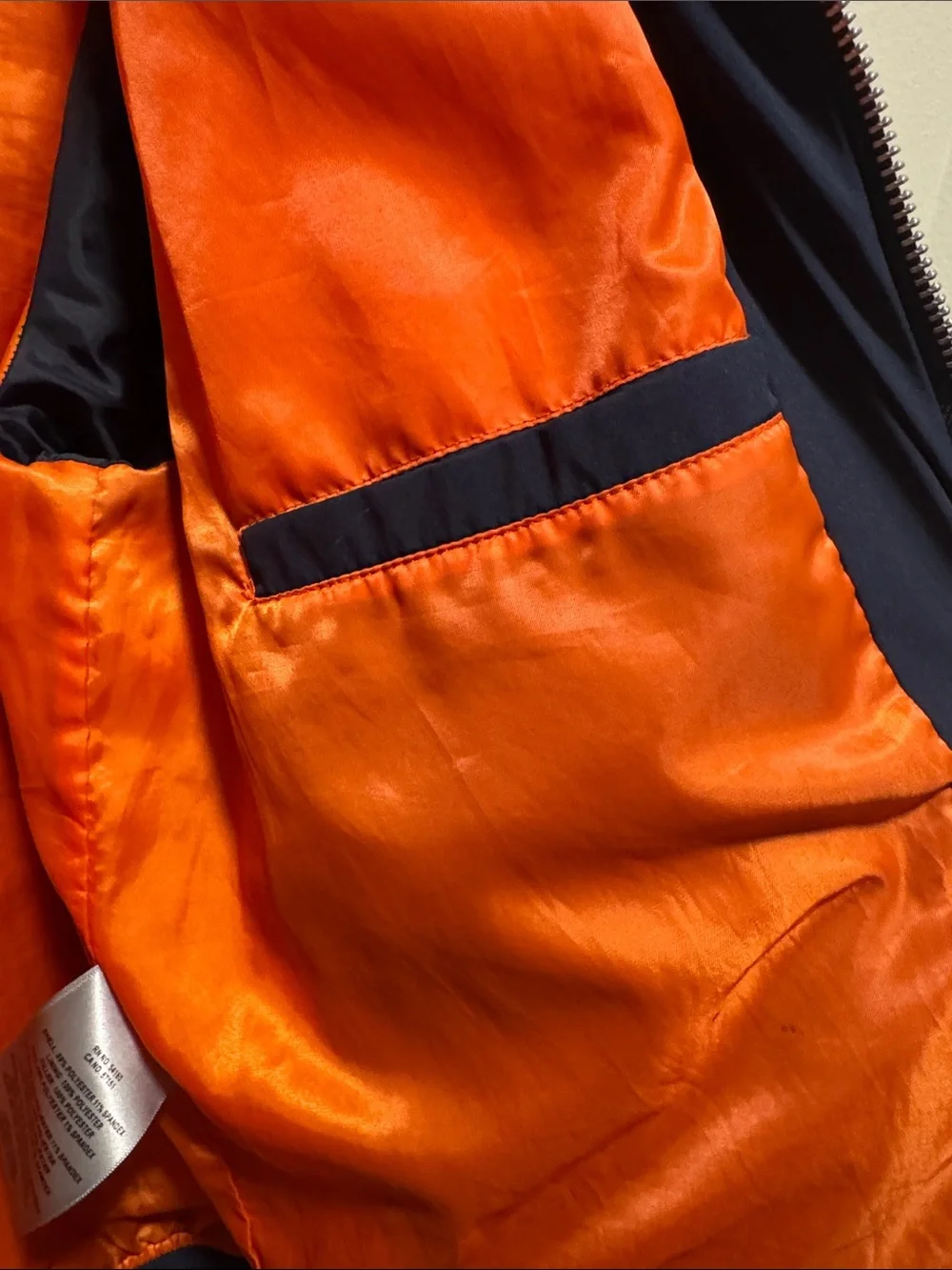 Levi's Navy Quilted Bomber Jacket with Orange Interior